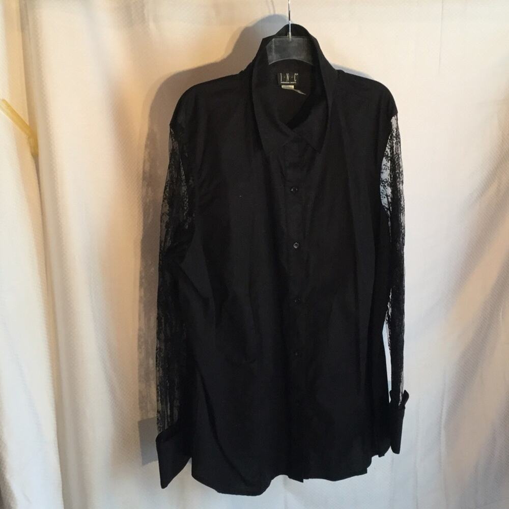 Inc black blouse w lace sleeves 24w worn once